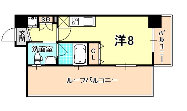 ラナップスクエア神戸ハーバープライム(1K/8階)の間取り写真