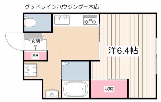 アリビオ広野(1K/1階)の間取り写真