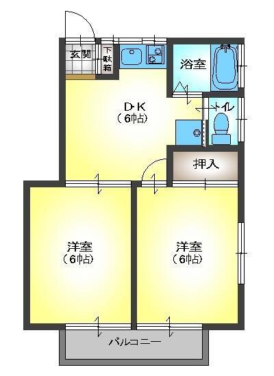 ハイツ上大岡(2DK/2階)の間取り写真