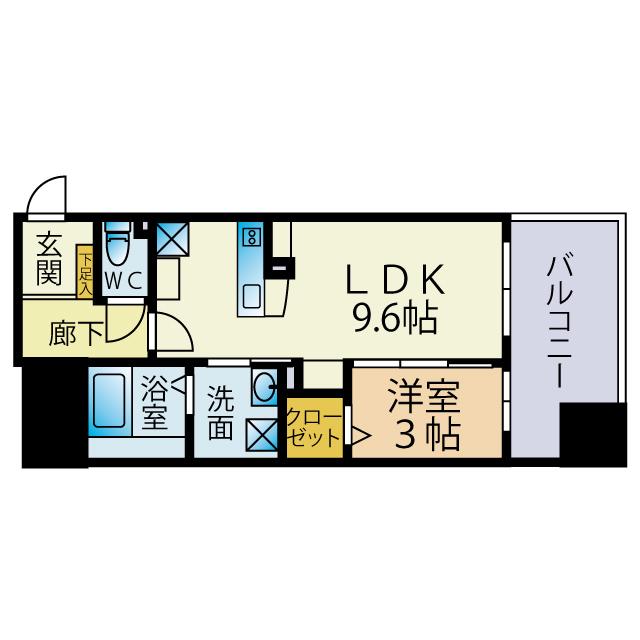 ファーメリー那の川(1LDK/12階)の間取り写真