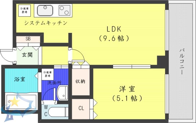 ラフィネタワー札幌南3条(1LDK/11階)の間取り写真