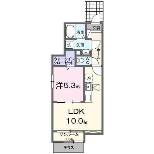 グランドムールIII(1LDK/1階)の間取り写真
