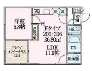 BRANCH(1LDK/3階)の間取り写真