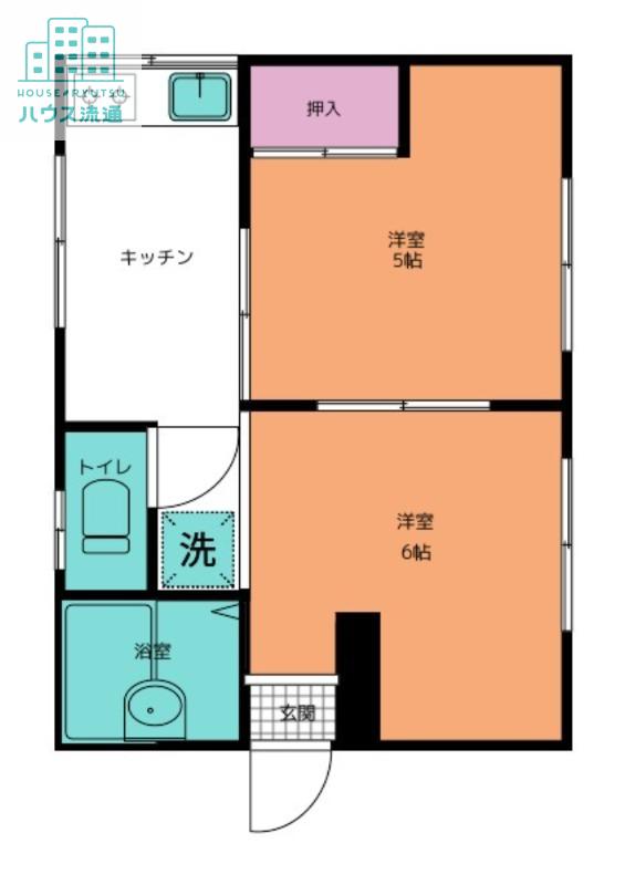 ハイツ出雲(2K/2階)の間取り写真