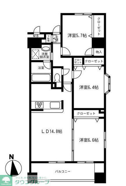 コトヒルズ(3LDK/7階)の間取り写真