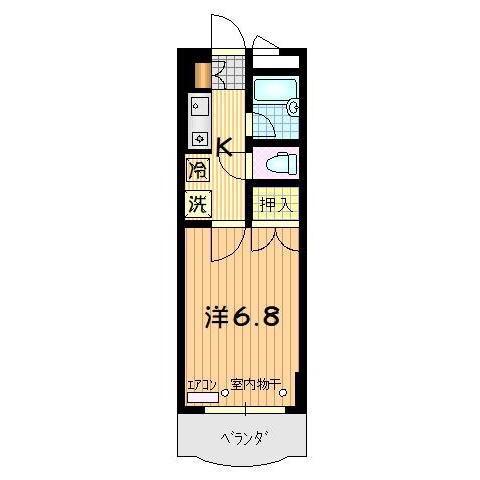 マンションアートグリーン(1K/6階)の間取り写真