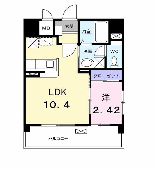 エスペランサ大橋(1LDK/8階)の間取り写真