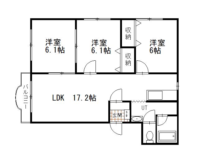 ユーハイム・アンソレイエIII(3LDK/1階)の間取り写真