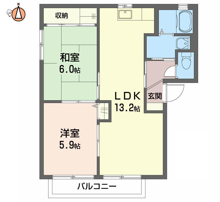 シャーメゾンラヴィ B棟(2LDK/2階)の間取り写真