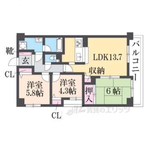 シャルマンコーポ桜井Ⅱ(3LDK/5階)の間取り写真