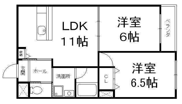 キャンベルリバーI番館(2LDK/1階)の間取り写真