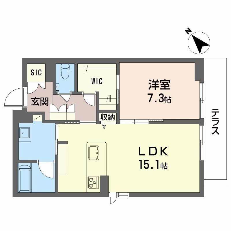 カルーレ金澤(1LDK/1階)の間取り写真