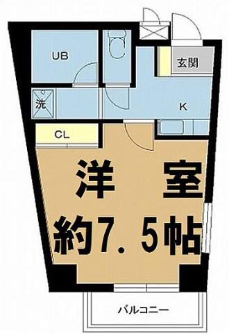 スカイコート市ヶ谷柳町(1K/3階)の間取り写真