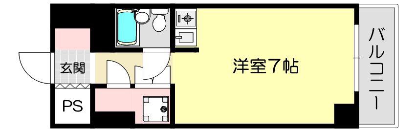 藤和大名コープ210(ワンルーム/2階)の間取り写真