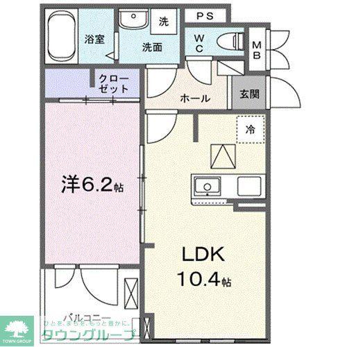 カーサ ビアンカ デュエ(1LDK/1階)の間取り写真