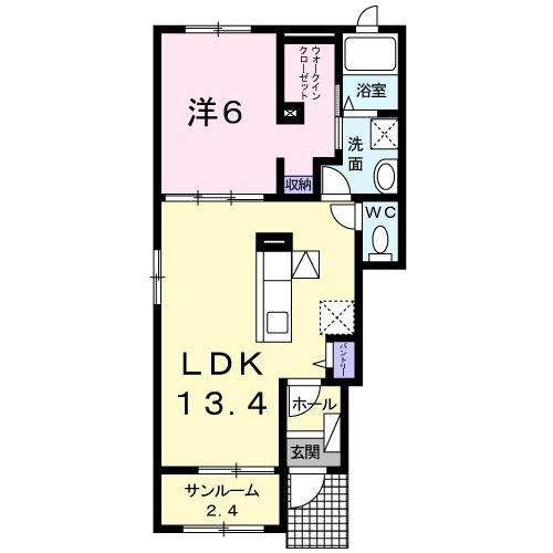 ルミエールI(1LDK/1階)の間取り写真