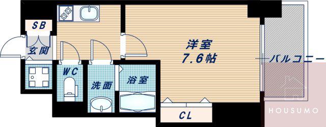 LUXE新大阪IV(1K/2階)の間取り写真