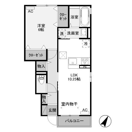 ビューテラス(1LDK/1階)の間取り写真