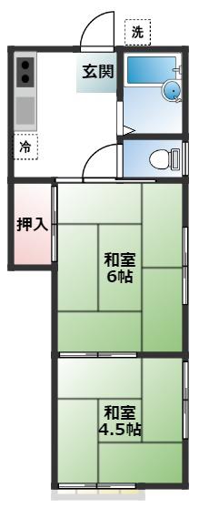 中村ハイツ(2K/1階)の間取り写真