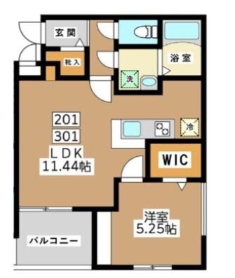 ミリアビタ長洲(1LDK/3階)の間取り写真