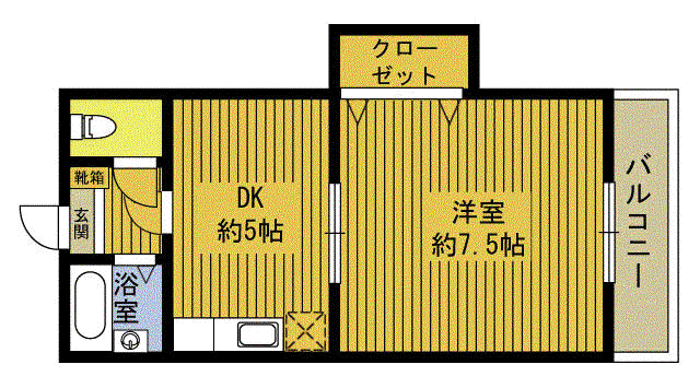 LITTLERICHKATO(1DK/1階)の間取り写真