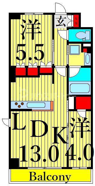 スプランディッド西日暮里(2LDK/3階)の間取り写真
