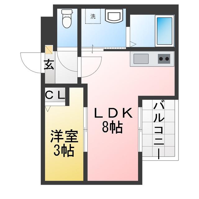 JACK KASUMIGASEKIHIGASHII(1LDK/3階)の間取り写真