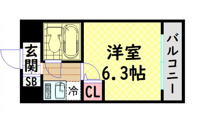 フォーリアライズ難波南ファーロ(1K/5階)の間取り写真
