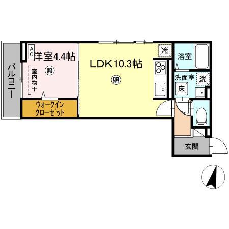 D-RESIDENCE明治中央(1LDK/1階)の間取り写真