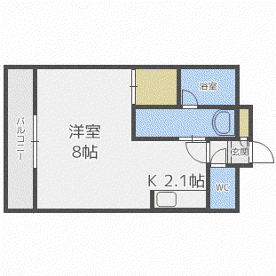 セントポーリア七番館(1K/7階)の間取り写真