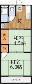 園田ハイム(2DK/1階)の間取り写真
