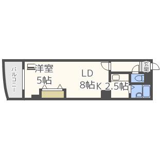 ミラバ札幌中央(1LDK/10階)の間取り写真