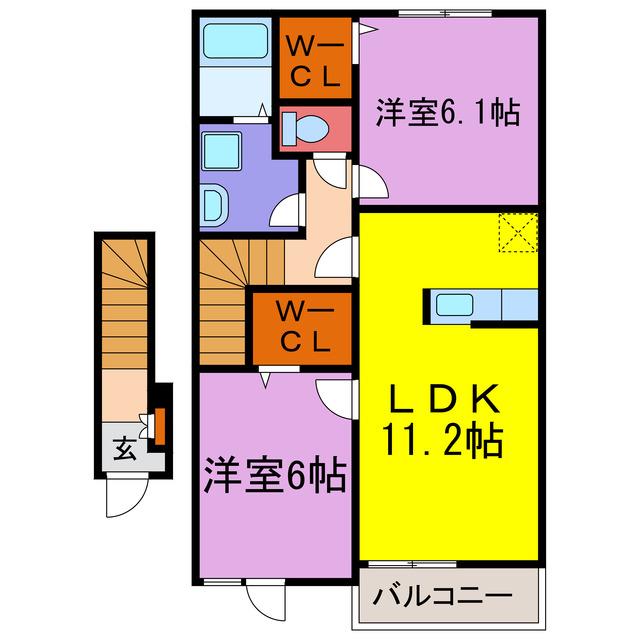 サンリット福崎I・II(2LDK/2階)の間取り写真
