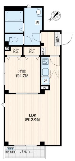 ルミエール池袋(1LDK/1階)の間取り写真