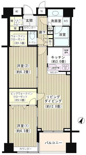 KDXレジデンス日本橋水天宮(2LDK/10階)の間取り写真