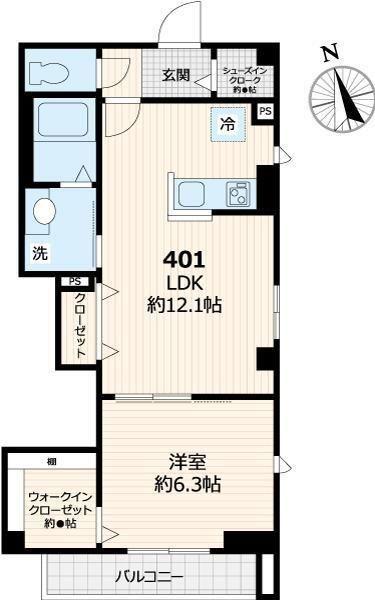 PORTOFINO本郷(1LDK/4階)の間取り写真