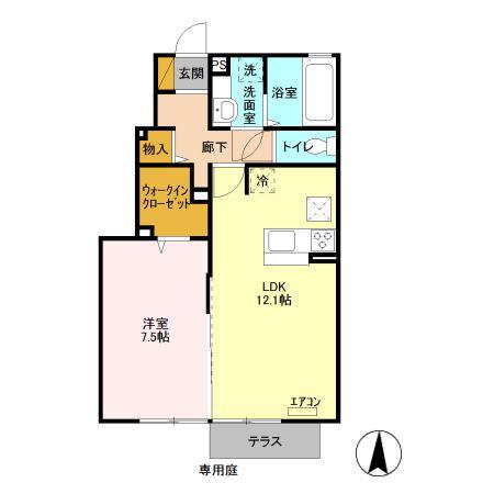 アピオンA(1LDK/1階)の間取り写真
