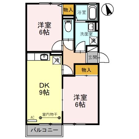 プティヴィラージュII(2DK/2階)の間取り写真