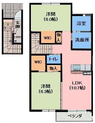 ルミエール(2LDK/2階)の間取り写真