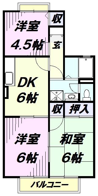 アルジェント藤沢(3DK/2階)の間取り写真