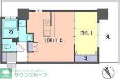 F・PARC GRANDMARK天神(1LDK/14階)の間取り写真