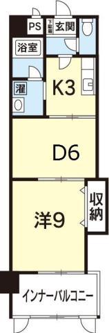 グランシティFUKUSHIMA(1DK/2階)の間取り写真
