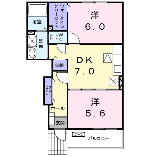 レガーロ栄(2DK/1階)の間取り写真