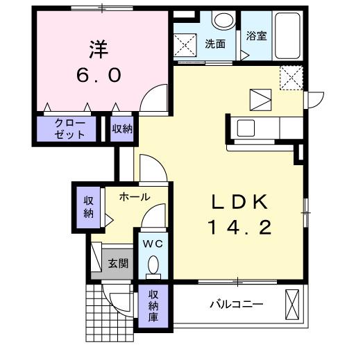 アジュールII(1LDK/1階)の間取り写真