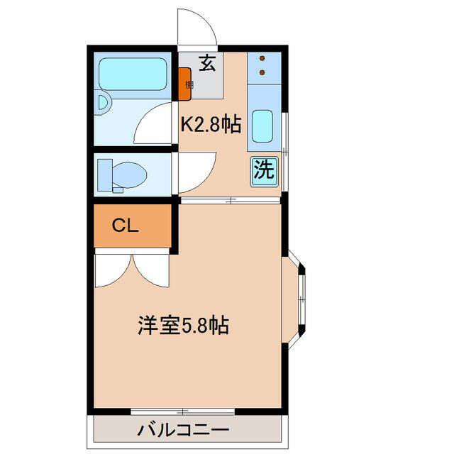 グリーンハイツ福田A(1K/2階)の間取り写真
