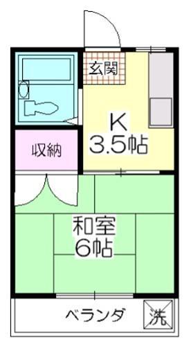大京コーポマンション(1K/2階)の間取り写真
