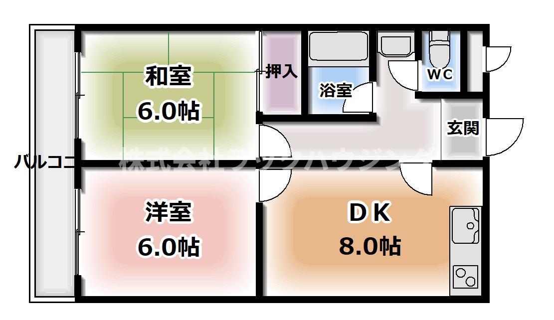 コムズスクエア大日(2DK/2階)の間取り写真