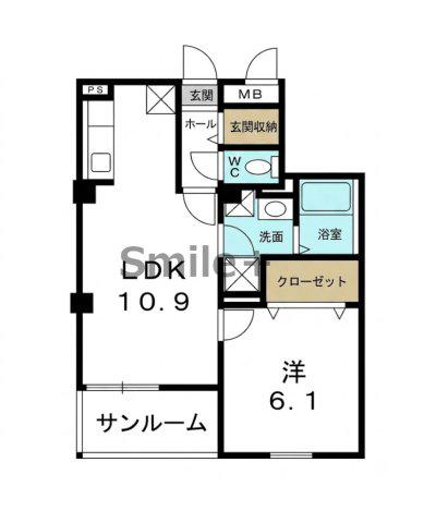 ヴンダーバール(1LDK/1階)の間取り写真