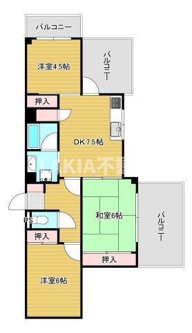 太平パシフィック桑津(3DK/5階)の間取り写真