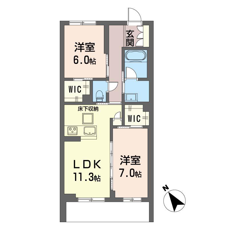 ティエンポ フェリズ I(2LDK/1階)の間取り写真